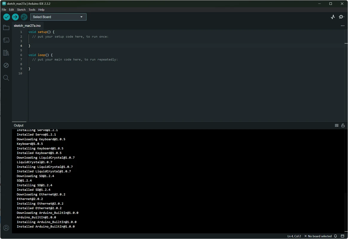 Board Manager listing supported AVR and ARM targets inside Arduino IDE
