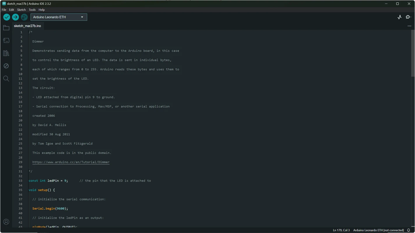 In-app reference viewer showing bundled example sketches and API notes